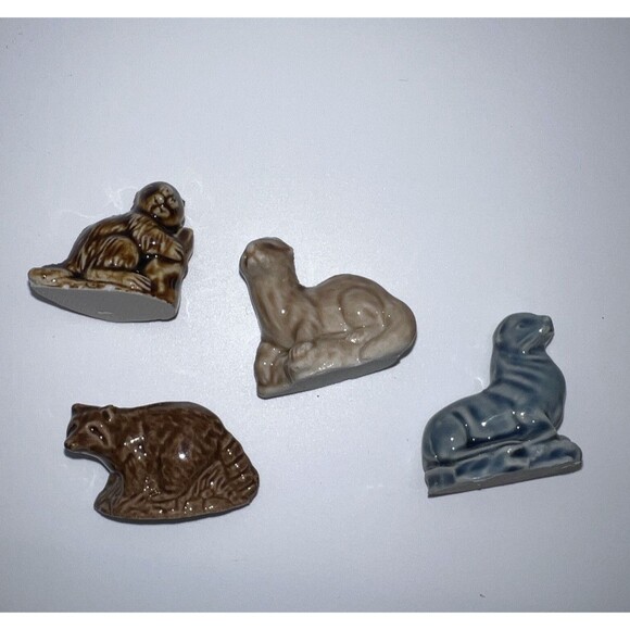 Wade Whimsies NOAH'S ARK ANIMALS Red Rose Tea Mini Ceramic Figures England 4pc - Picture 1 of 10